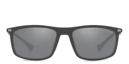 Shop Emporio Armani Rectangle Sunglasses in Matte Grey online.