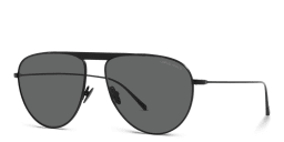 Shop GIORGIO ARMANI Aviator Sunglasses in Matte Black online.
