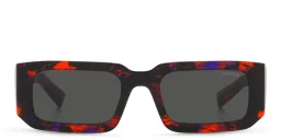 Shop PRADA Rectangle Sunglasses in Abstract Orange online.
