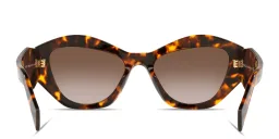Shop PRADA Logo Signature Irregular Sunglasses in Havana online.