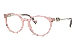 Shop VALENTINO V Logo Round Eyeglasses in Pink online.