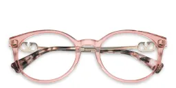 Shop VALENTINO V Logo Round Eyeglasses in Pink online.