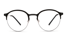 Shop MONOGRAM Unisex Half Rim Round Eyeglasses in Black & Gunmetal online.