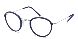 Shop MONOGRAM Unisex Round Eyeglasses in Blue & Silver online.
