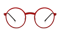 Shop MONOGRAM Unisex Round Eyeglasses in Red & Gunmetal online.