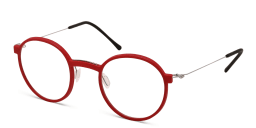 Shop MONOGRAM Unisex Round Eyeglasses in Red & Gunmetal online.