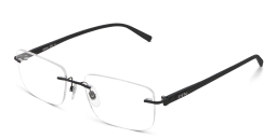 Shop EYE'M Rimless Wide Rectangle Eyeglasses in Black online.