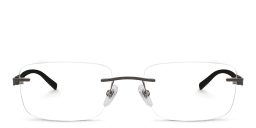 Shop EYE'M Rimless Wide Rectangle Eyeglasses in Gunmetal online.