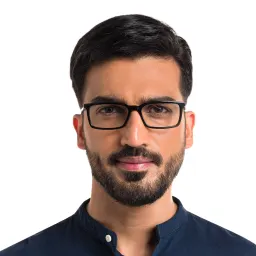 Shop EYE'M Rectangle Eyeglasses in Black & Blue online.