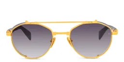 Shop BALMAIN Brigade IV Unisex Round Sunglasses in Gold online.