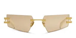 Shop BALMAIN Fixe Unisex Rimless Rectangle Sunglasses in Gold online.