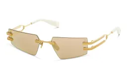 Shop BALMAIN Fixe Unisex Rimless Rectangle Sunglasses in Gold online.