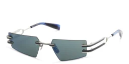 Shop BALMAIN Fixe Unisex Rimless Rectangle Sunglasses in Grey online.