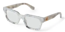 Shop OFF WHITE Style 21 Unisex Square Eyeglasses in White Marble online.