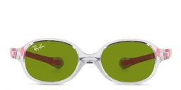 Shop Ray-Ban Junior Kids Round Sunglasses in Transparent Light Violet online.