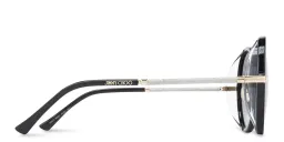 Shop JIMMY CHOO Oversized Round Sunglasses in Black online.