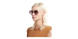 Shop ISABEL MARANT Half Rim Irregular Sunglasses in Rose Gold online.