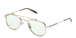 Shop AKONI Calisto Unisex Aviator Eyeglasses in Silver online.