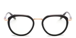 Shop AKONI Camera Unisex Round Eyeglasses in Black online.