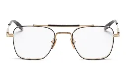 Shop AKONI Europa Unisex Square Eyeglasses in Gold Black online.
