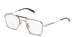 Shop AKONI Europa Unisex Square Eyeglasses in Gold Black online.