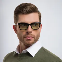 Shop AKONI Kepler Unisex Rectangle Eyeglasses in Black online.
