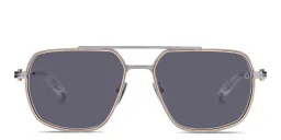 Shop AKONI Pathfinder Rectangle Sunglasses in Brushed Black Palladium & Gold online.