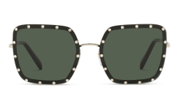 Shop VALENTINO Oversized Square Sunglasses in Black online.
