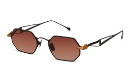 Shop SPILTMILK Hermes Unisex Irregular Sunglasses in Black online.