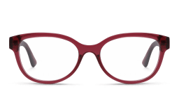 Shop GUCCI Square Eyeglasses in Red online.