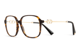 Shop VALENTINO V Logo Square Eyeglasses in Havana online.