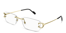 Shop Cartier Signature 'C'de Cartier Rimless Eyeglasses in Gold online.