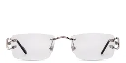 Shop Cartier Signature 'C'de Cartier Rimless Eyeglasses in Silver online.