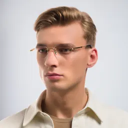 Shop Cartier Signature 'C'de Cartier Wide Rimless Eyeglasses in Gold online.