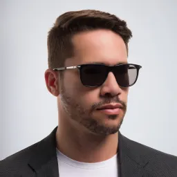 Shop MONTBLANC Rectangle Sunglasses in Black online.
