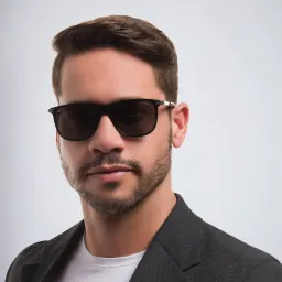 Shop MONTBLANC Rectangle Sunglasses in Black online.