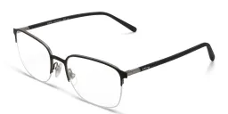 Shop EYE'M Half Rim Rectangle Eyeglasses in Black & Gunmetal online.