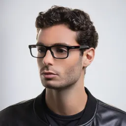 Shop EYE'M Rectangle Eyeglasses in Black & Red online.