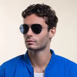 Shop EYE'M Aviator Sunglasses in Silver online.