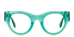 Shop OFF WHITE Unisex Round Eyeglasses in Crystal Light Green online.