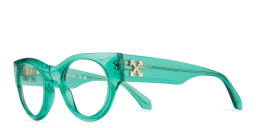 Shop OFF WHITE Unisex Round Eyeglasses in Crystal Light Green online.