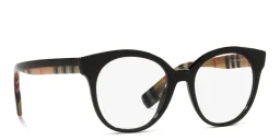 Shop BURBERRY Round Eyeglasses in Black online.