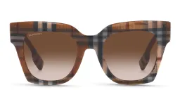 Shop BURBERRY Square Sunglasses in Brown Check online.