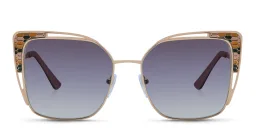 Shop BVLGARI Oversized Butterfly Sunglasses in Pink Gold online.
