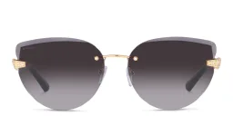 Shop BVLGARI Rimless Cat Eye Sunglasses in Pink Gold online.