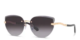 Shop BVLGARI Rimless Cat Eye Sunglasses in Pink Gold online.