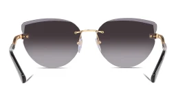 Shop BVLGARI Rimless Cat Eye Sunglasses in Pink Gold online.