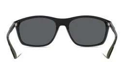 Shop Emporio Armani Rectangle Sunglasses in Shiny Black online.
