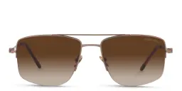 Shop GIORGIO ARMANI Half Rim Rectangle Sunglasses in Matte Bronze online.