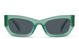 Shop MIU MIU Rectangle Sunglasses in Green online.